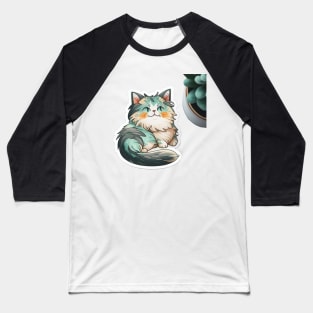 Majestic Maine Coon Cat Sticker Baseball T-Shirt